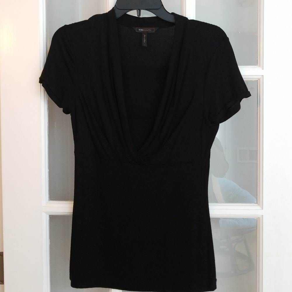 BCBGMaxazria black cowl neck top